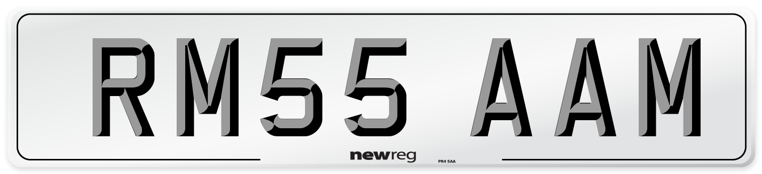 RM55 AAM Number Plate from New Reg